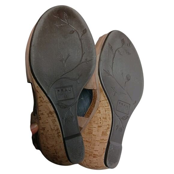 FRAU Platform Wedge Criss Cross Sandals Heels Womens Size 7.5 US 39 Tan Leather - Picture 7 of 11